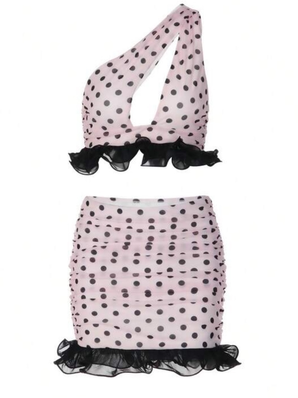 NWOTS Pink & Black Polka Dot Skirt Set Size Small